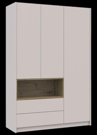 Шкаф для одежды с нишей doros дэйл кашемир/дуб артизан 3 дсп 150х52х220 (80737726)