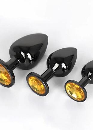 Анальная пробка металл черная s + мешочек