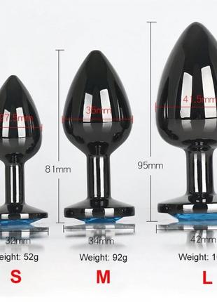 Анальная пробка металл черная s + мешочек