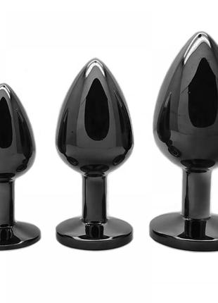 Анальная пробка металл черная s + мешочек