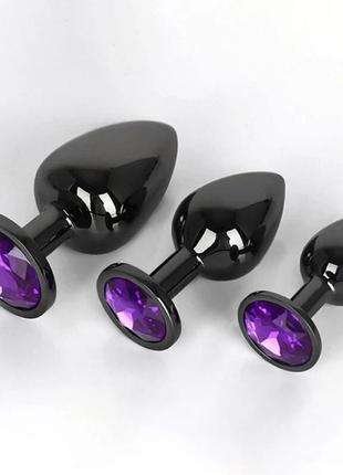 Анальная пробка металл черная s + мешочек