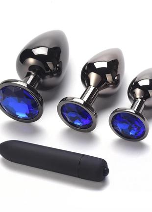 Анальная пробка металл черная s + мешочек