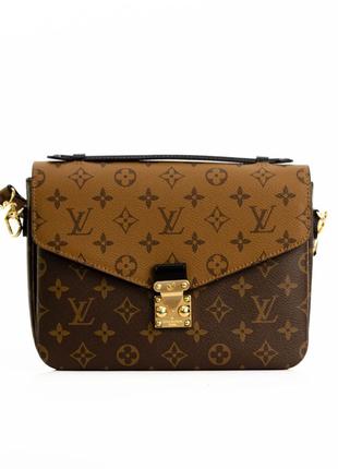 Louis vuitton pochette metis shoulder bag brown leather monogram reverse coated