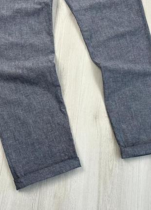 Штани з вмістом льону сині базові якісні слім трохи завужені5 фото