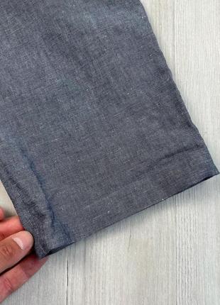 Штани з вмістом льону сині базові якісні слім трохи завужені6 фото