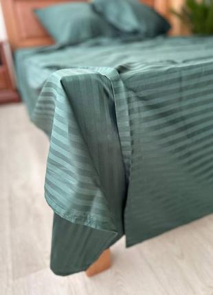 Страйп сатин, комплект постельного белья, изумрудный2 фото