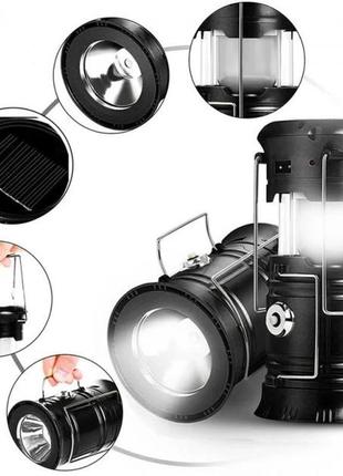 Кемпінгова led-лампа x-bail bl-5800 з ліхтариком і сонячною панеллю8 фото