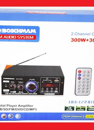 Підсилювач bm audio bm-699bt usb блютуз 300w+300w 2х канальний