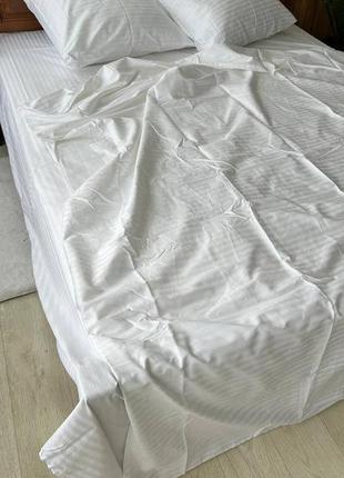 Страйп сатин, комплект постельного белья, белый6 фото