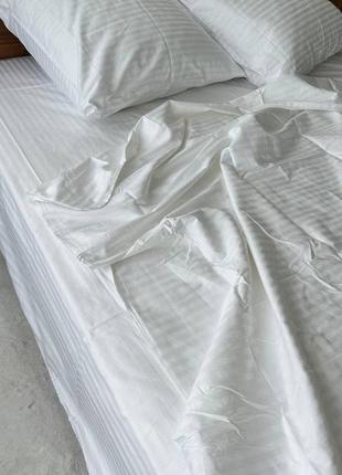 Страйп сатин, комплект постельного белья, белый4 фото