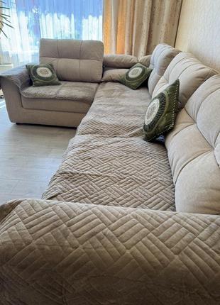 Накидки-дивандеки кутовий на диван та на диван з кріслами, багатофункціональні 3 полотна