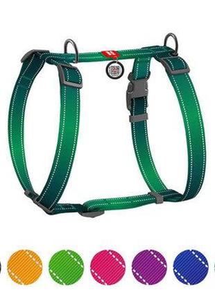 Шлея для собак анатомическая waudog nylon mono с qr паспортом, зеленый, размер s, ширина 15 мм