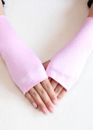 Женские митенки, хлопковые перчатки без пальцев. розовый цвет. размер универсальный.