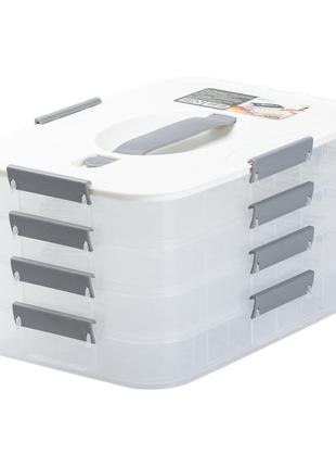 Контейнер для їжі багаторівневий для заморожування та зберігання продуктів у холодильнику 16.5 см білий2 фото