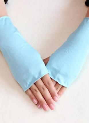 Жіночі мітенки, хлопкові рукавички без пальців. блакитний колір. розмір універсальний.