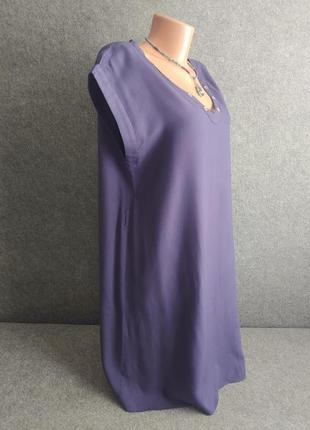 Легкое прямое платье из вискощы темно-синего цвета 46 размера3 фото