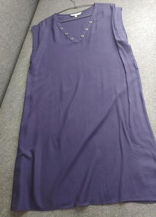 Легкое прямое платье из вискощы темно-синего цвета 46 размера5 фото
