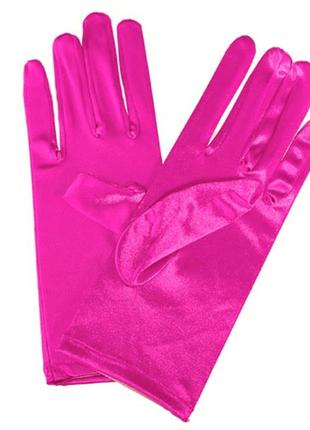 Атласные перчатки высокого качества, женские перчаточные перчатки. малиновый цвет фуксия.