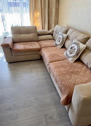 Накидки-дивандеки угловой на диван, многофунциональные 2 полотна