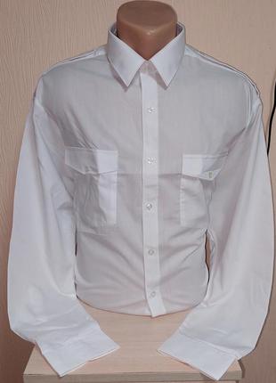 Стильна біла сорочка з довгими рукавами із суміші поліестеру та бавовни c&amp;a, оригінал