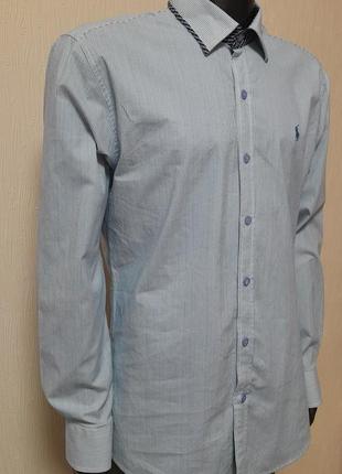 Шикарная рубашка белого цвет в голубую полоску polo by ralph lauren, молниеносная отправка4 фото