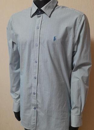 Шикарная рубашка белого цвет в голубую полоску polo by ralph lauren, молниеносная отправка2 фото