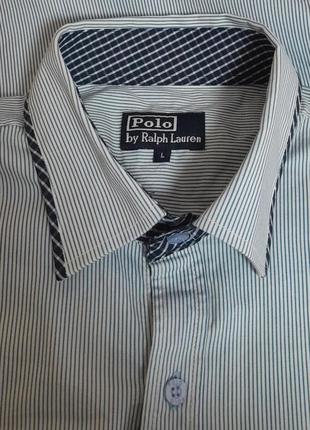 Шикарная рубашка белого цвет в голубую полоску polo by ralph lauren, молниеносная отправка7 фото