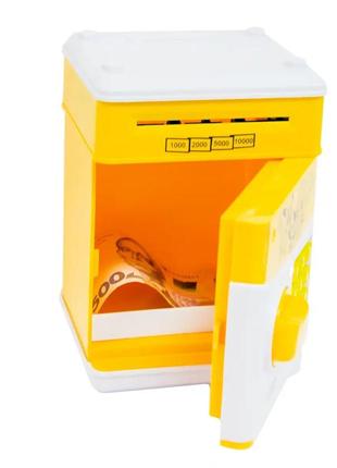 Электронная копилка сейф детская "семья покемона пикачу", желтый сейф для детей - копилка для денег2 фото