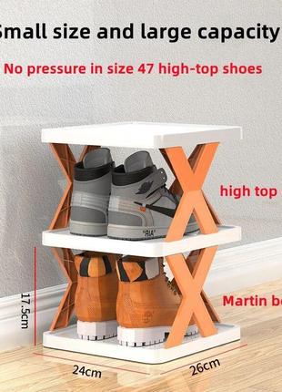 Проста складана полиця для взуття, 4 полиці штабельована пластикова полиця для взуття4 фото
