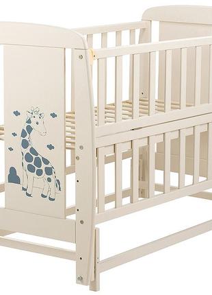 Ліжко babyroom жирафік djmo-02 маятник, відкидний бік бук слонова кістка