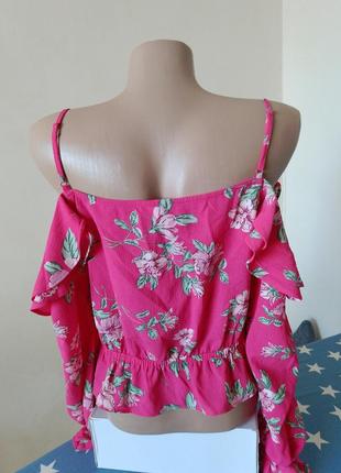 Блуза женская с цветочным принтом на бретельках ,топ блуза4 фото