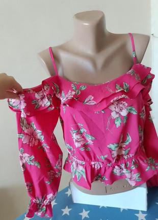 Блуза женская с цветочным принтом на бретельках ,топ блуза5 фото