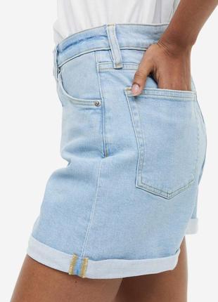 Ультравысокие джинсовые шорты mom h&amp;m светло-голубой деним женские короткие на лето шорты базовые6 фото