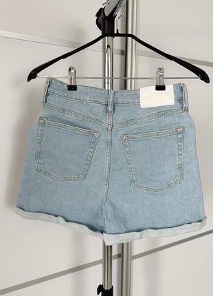 Ультравысокие джинсовые шорты mom h&amp;m светло-голубой деним женские короткие на лето шорты базовые10 фото