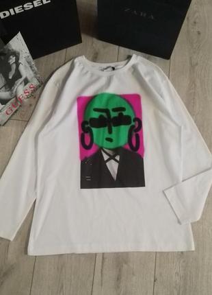 Zara принтованный лонгслив