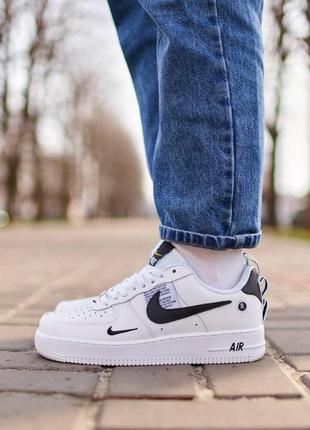 Чоловічі кросівки nike air force 1’07lv8 ultra white black | smb1 фото