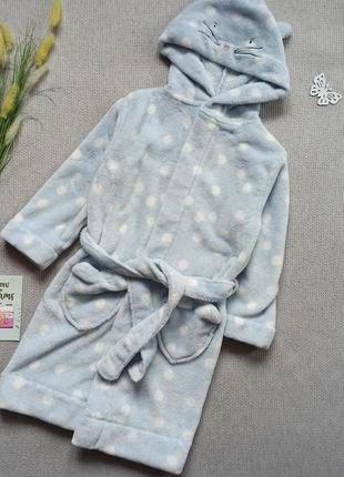 Дитячий плюшевий халат 5-6 років махровий халат з капюшоном для дівчинки