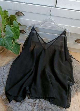 Чорна шифонова блузка накидка оверсайз від asos, розмір s-2xl