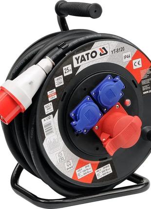 Удлинитель электрический на катушке 25 метров, 5 х 2,5 мм²  400-230 v  yato yt-8120