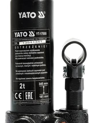 Домкрат гідравлічний пляшковий 2 тонн (181-345 мм) yato yt-17000