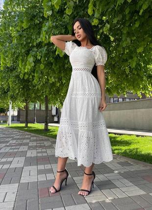 Белое платье из прошвы2 фото