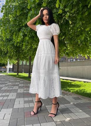 Белое платье из прошвы4 фото