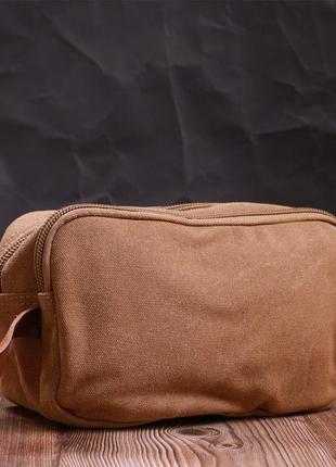 Барсетка для мужчин на два отделения из качественного текстиля vintage 22235 коричневый8 фото