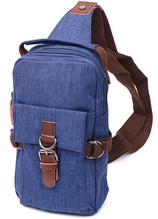 Цікава плечова сумка для чоловіків зі щільного текстилю vintage 22190 синій
