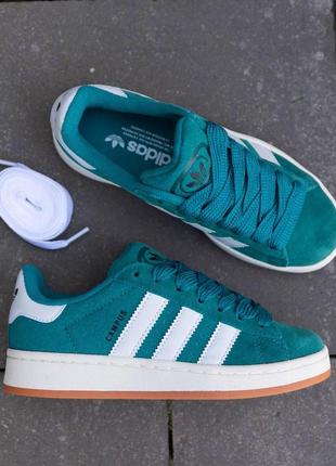 Кросівки adidas campus dark green white (рр 36-41)