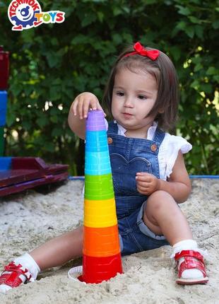 Пирамидка технок 6962 круглые формочки пасочки ведерки детская игрушка в песочницу для детей