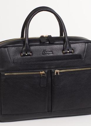 Чоловічий портфель сумка karya 0276-45 з натуральної шкіри чорний