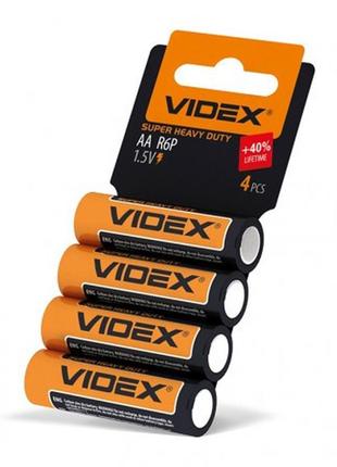 Батарейка сольова videx r6p/aa 4pcs shring (60/1200 шт/ящ)