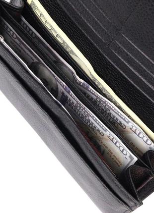 Стильный женский складной кошелек из натуральной кожи karya 21149 черный5 фото