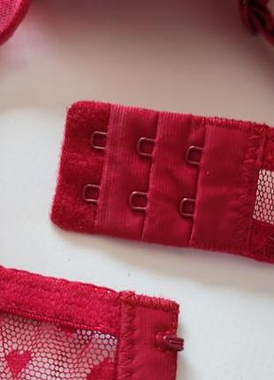 Бюстгальтер кружевний з сердечками лівчик ліфчик бюстик червоний сіточка пуш ап сексі...